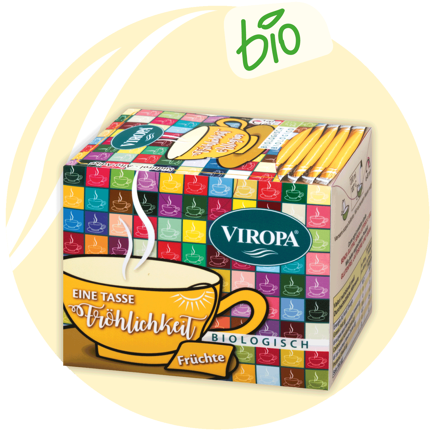 Viropa Bio-Früchtetee Eine Tasse Fröhlichkeit 15 Beutel 40,5g