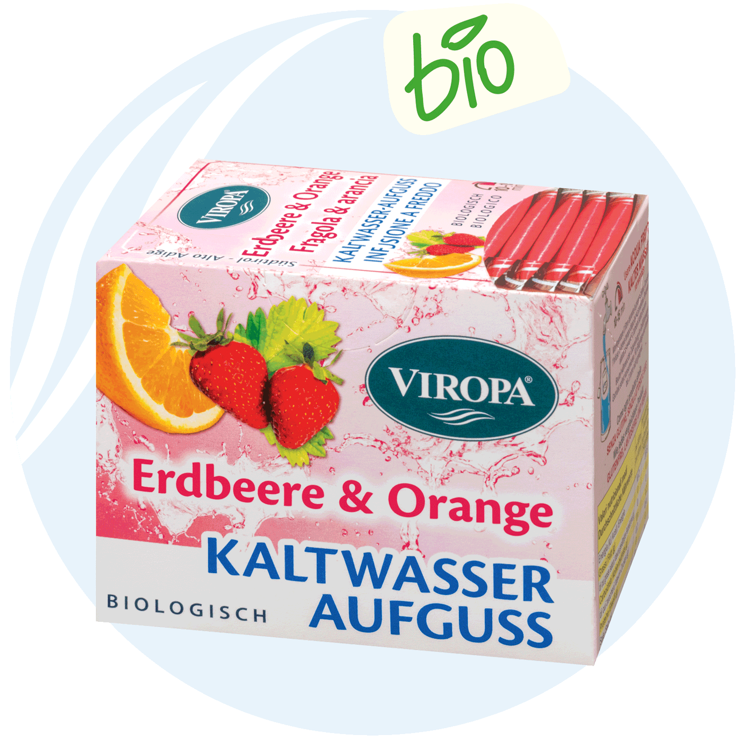 Viropa Bio-Kaltwasser Aufguss Erdbeere und Orange 15 Beutel 40,5g