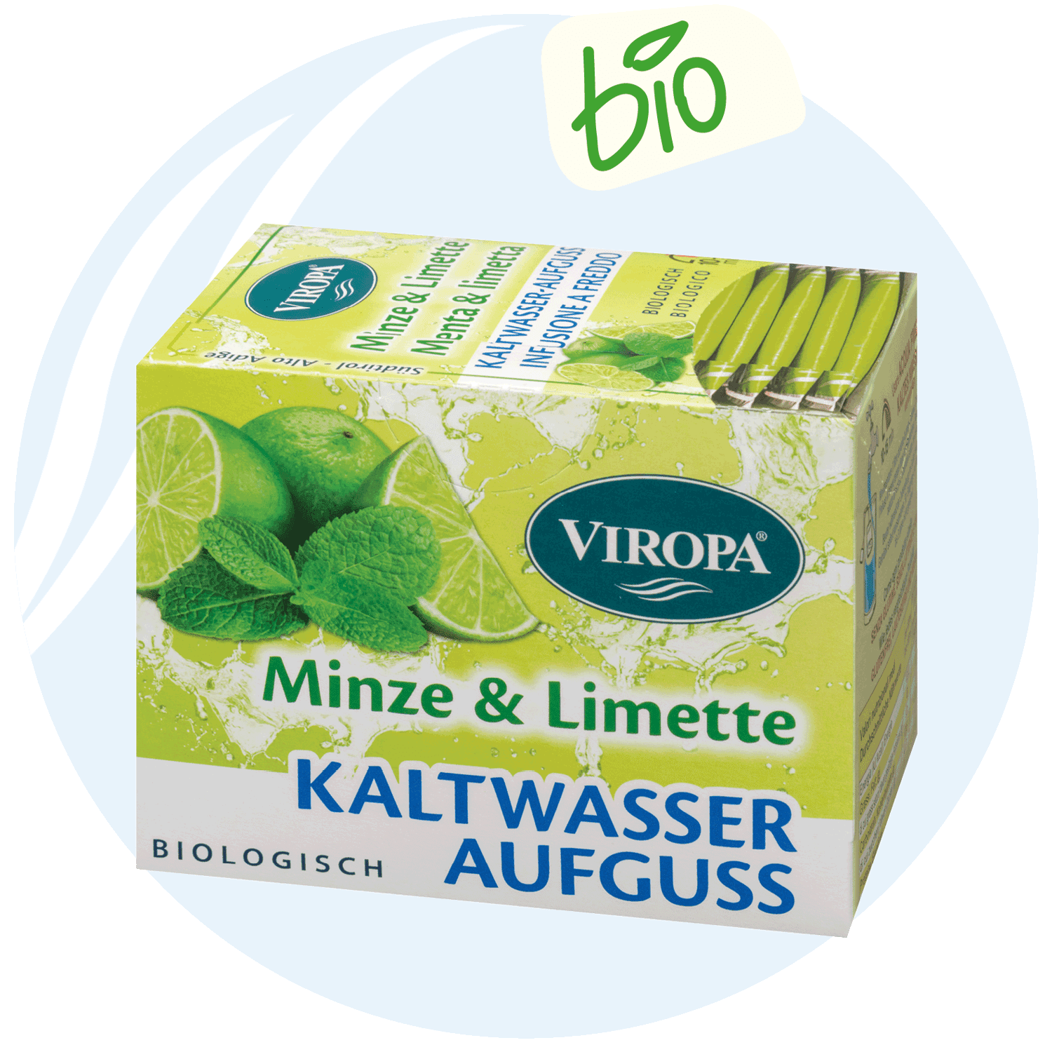 Viropa Bio-Kaltwasser Aufguss Minze und Limette 15 Beutel 39g