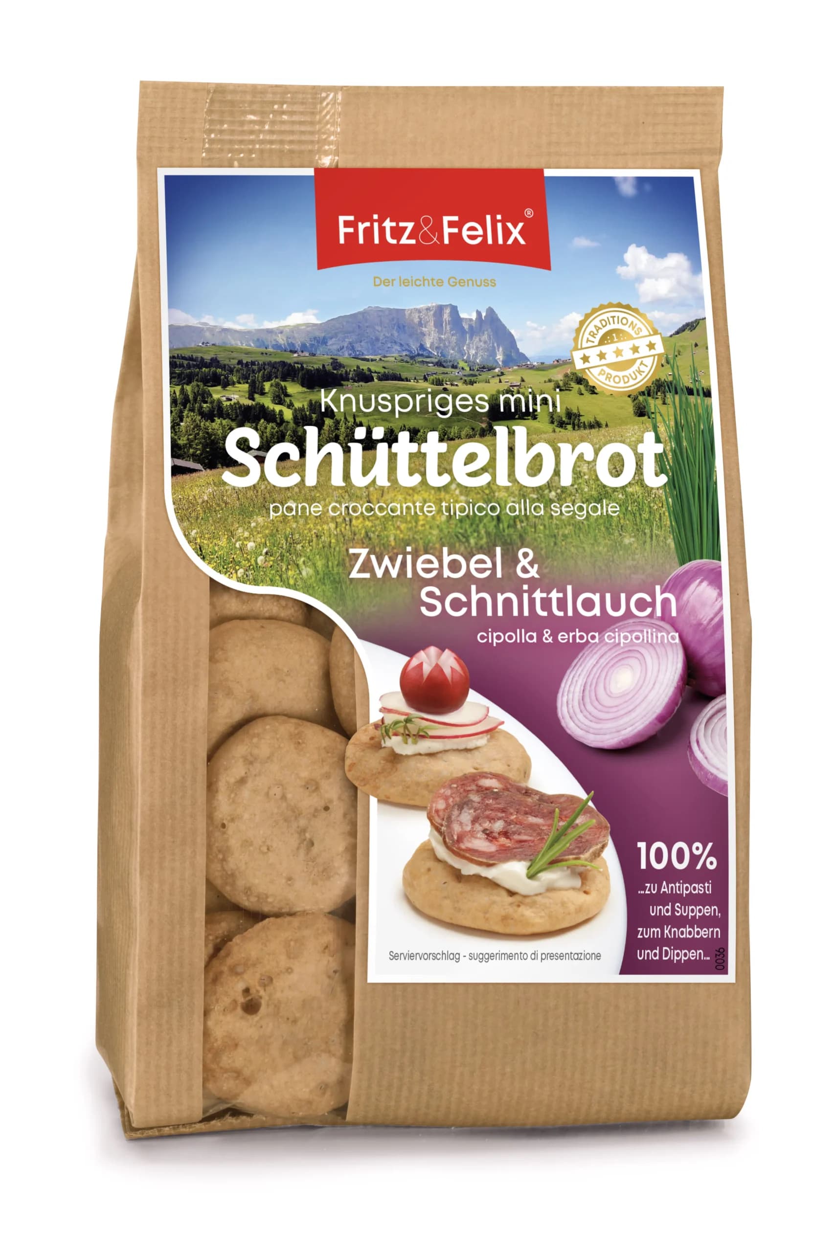 Fritz&Felix Schüttelbrot Mini mit Zwiebel und Schnittlauch 125g