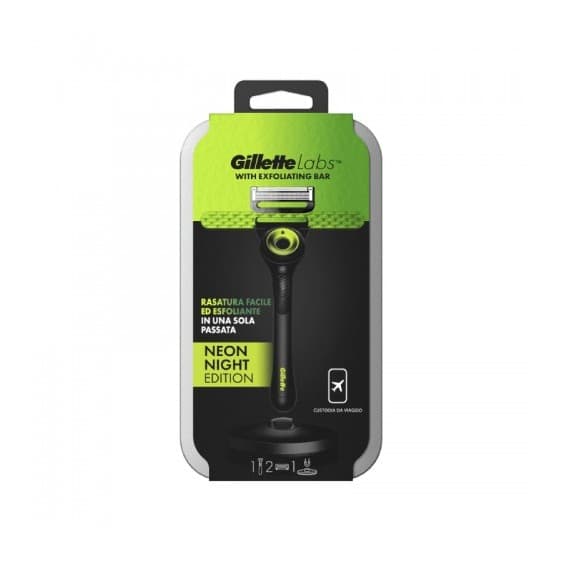 Gillette Rasierer Labs Neon Night Edition 1 Rasierer mit 2 Klingen und 1 Ladestation