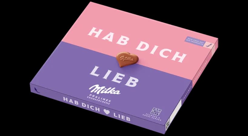 Milka Pralinés Hab Dich Lieb mit Erdbeercreme 110g