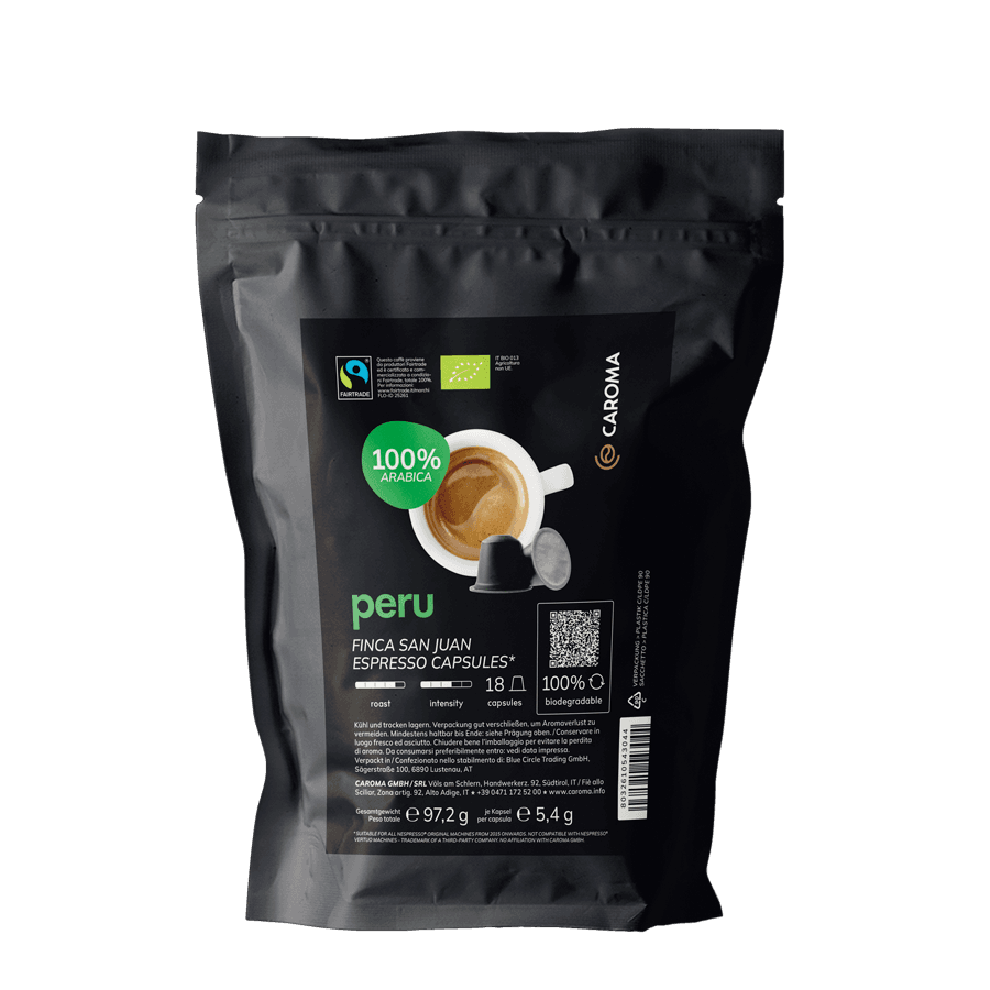 Caroma Kaffee Espresso Kapseln Peru Finca San Juan 97,2kg