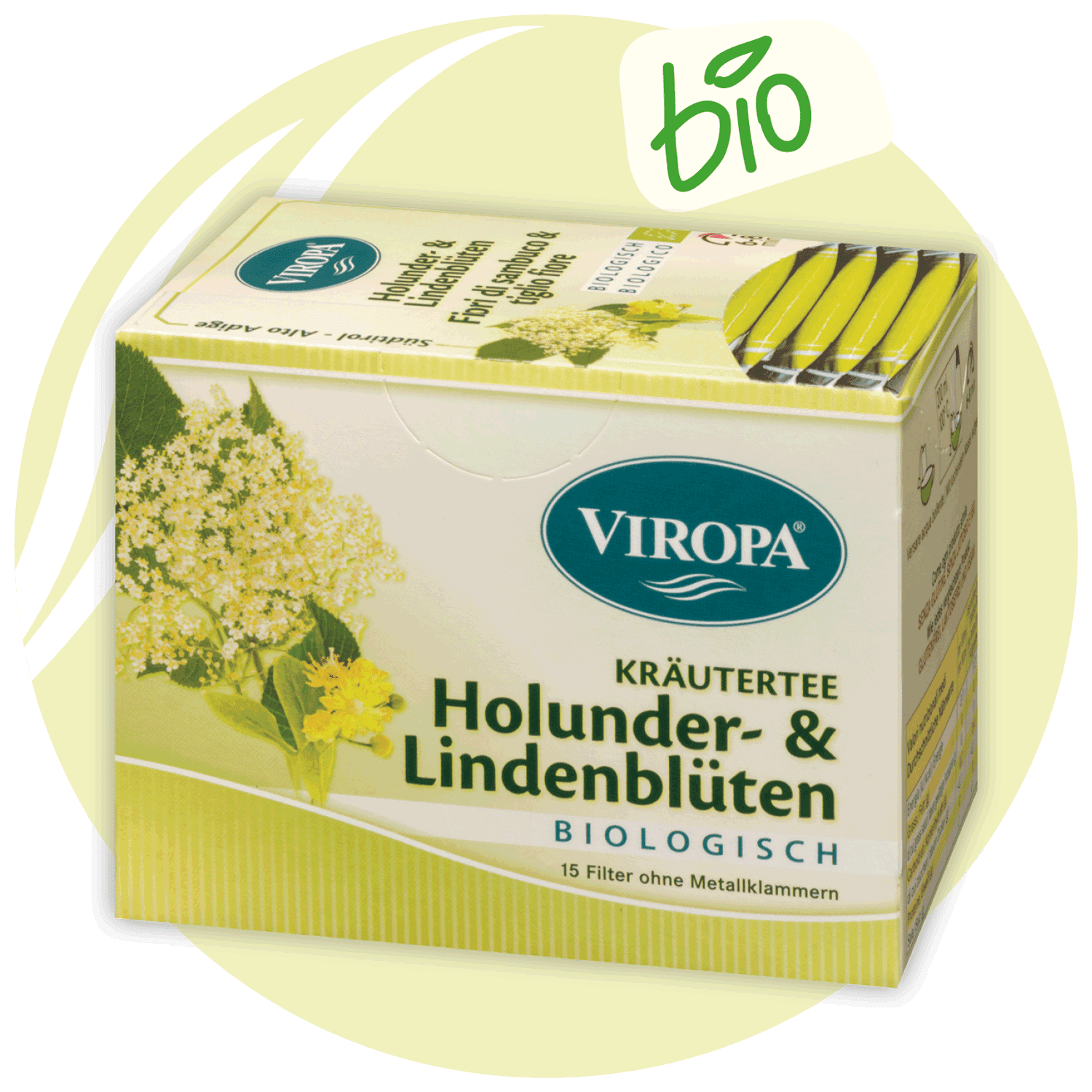 Viropa Bio-Kräutertee Holunder-Lindenblüten Tee 15 Beutel 21g