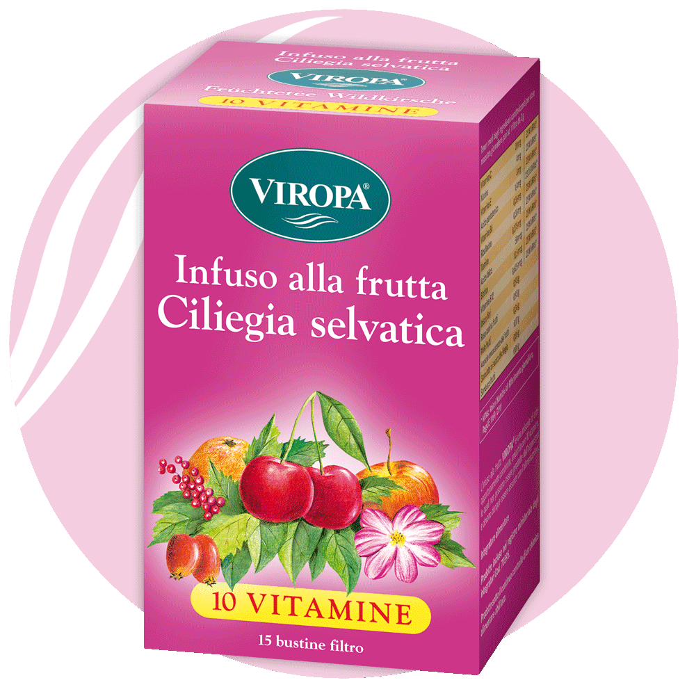 Viropa Früchtetee Waldkirsche 10 Vitamine 15 Beutel 45g